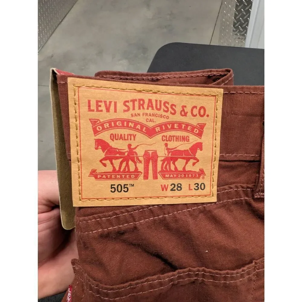NWT Levi's 505™ Regular Fit Straight Leg 5-pocket Burnt Orange Pants Men's 28 x